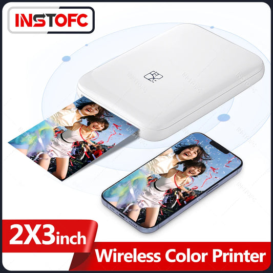 Mini Wifi Photo Printer – Portable 2x3 Inch Bluetooth Pocket Printer with Sticky Paper