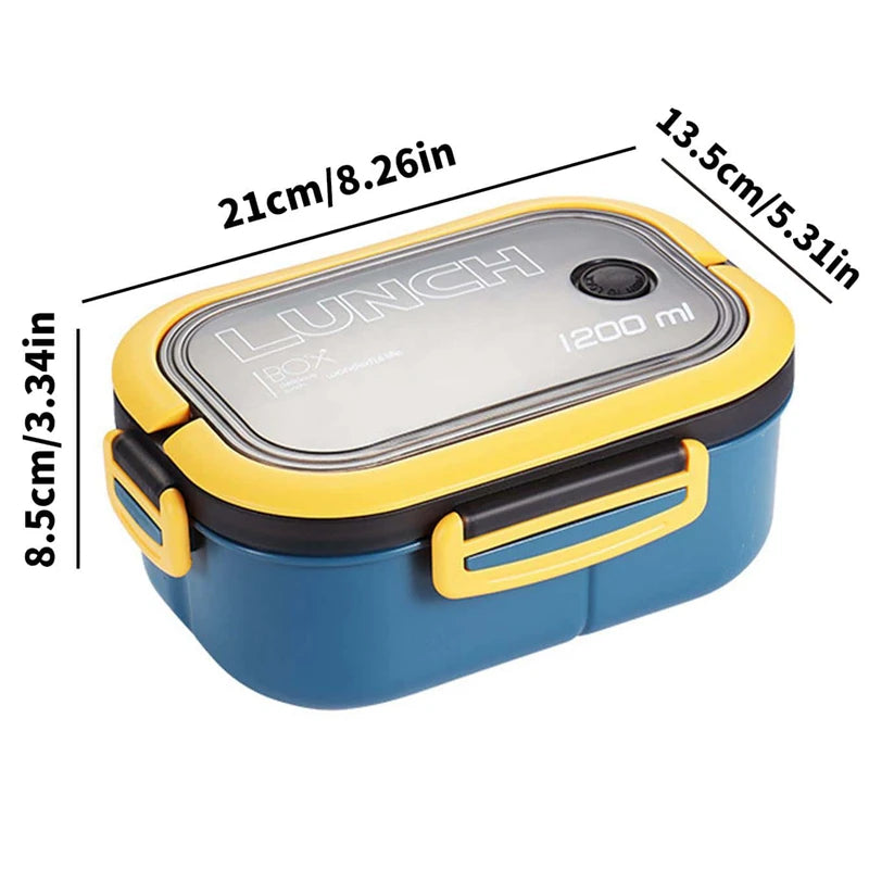 1200ML 2-Layer Bento Lunch Box with Spoon & Fork