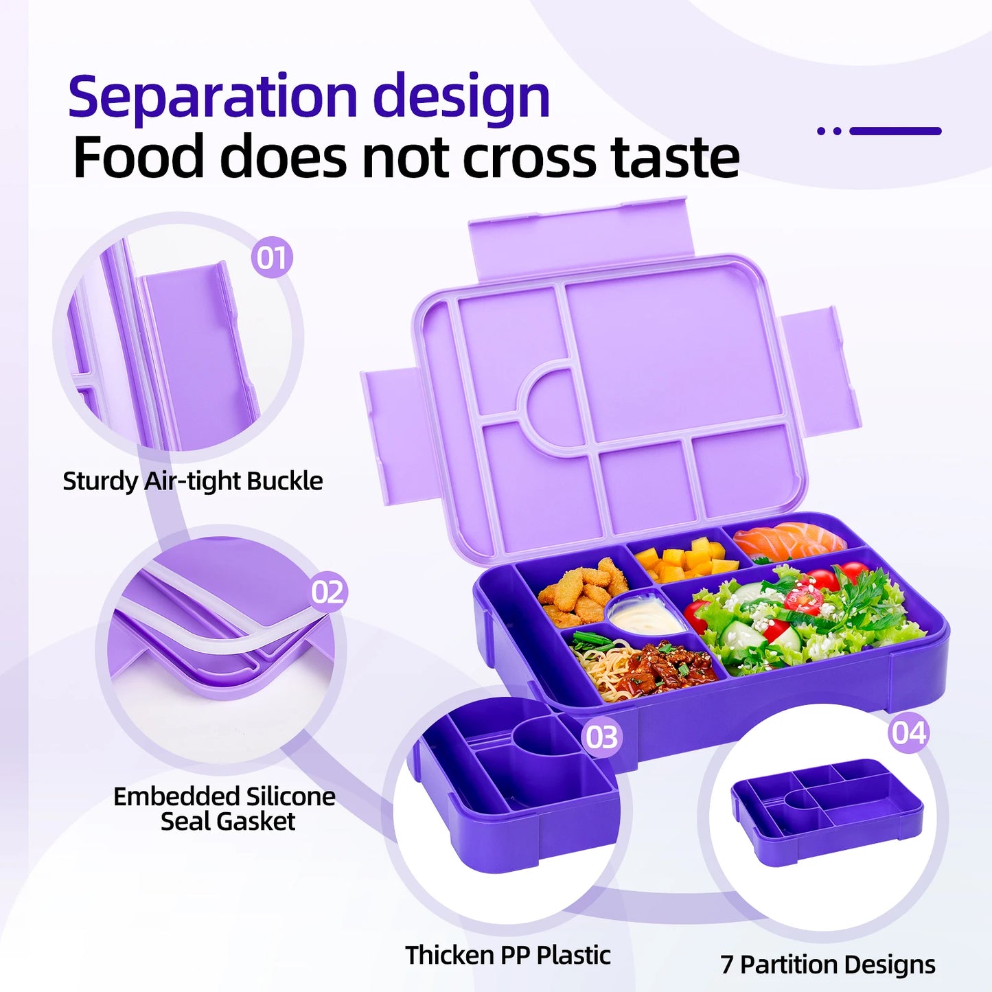 Adorable Pattern Kids Lunch Box – Portable, Divided, Leakproof Bento Food Container