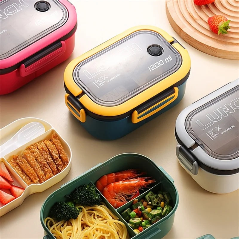 1200ML 2-Layer Bento Lunch Box with Spoon & Fork