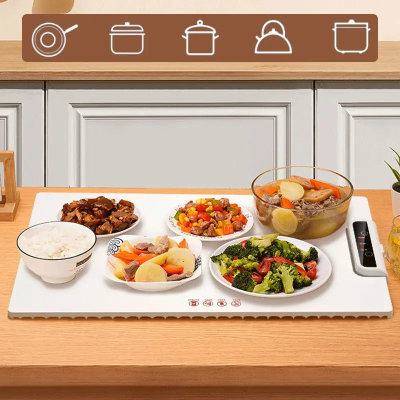 Foldable Electric Warming Tray – Fast Heating Food Warmer with Adjustable Temperature Control