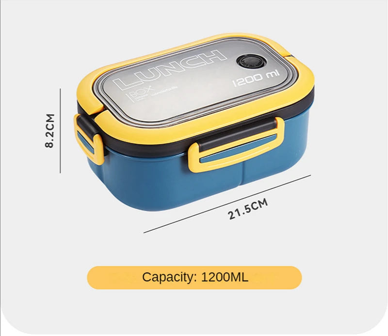 1200ML 2-Layer Bento Lunch Box with Spoon & Fork