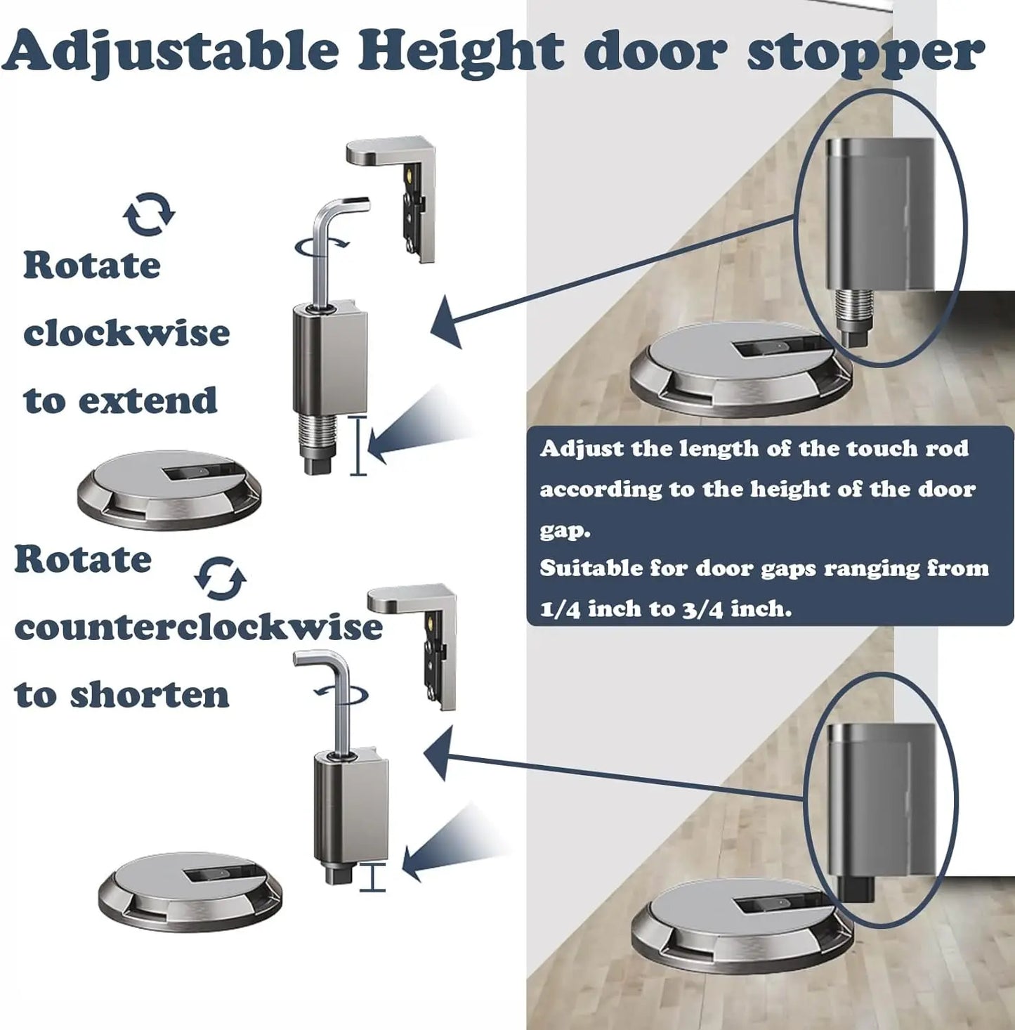 Heavy Duty Magnetic Door Stopper – Adjustable, Non-Punch Door Holder & Stop