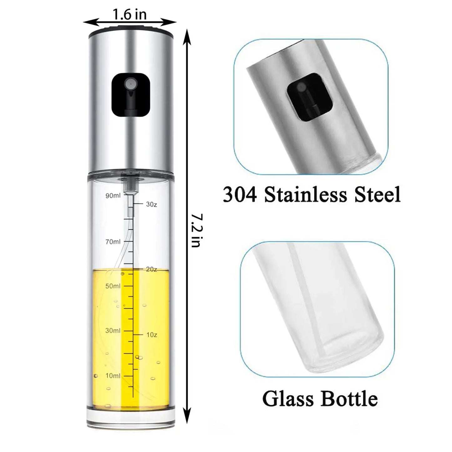 Olive Oil Spray Bottle 100ml – Mister Dispenser with Funnel for Cooking | Kitchen Essentials