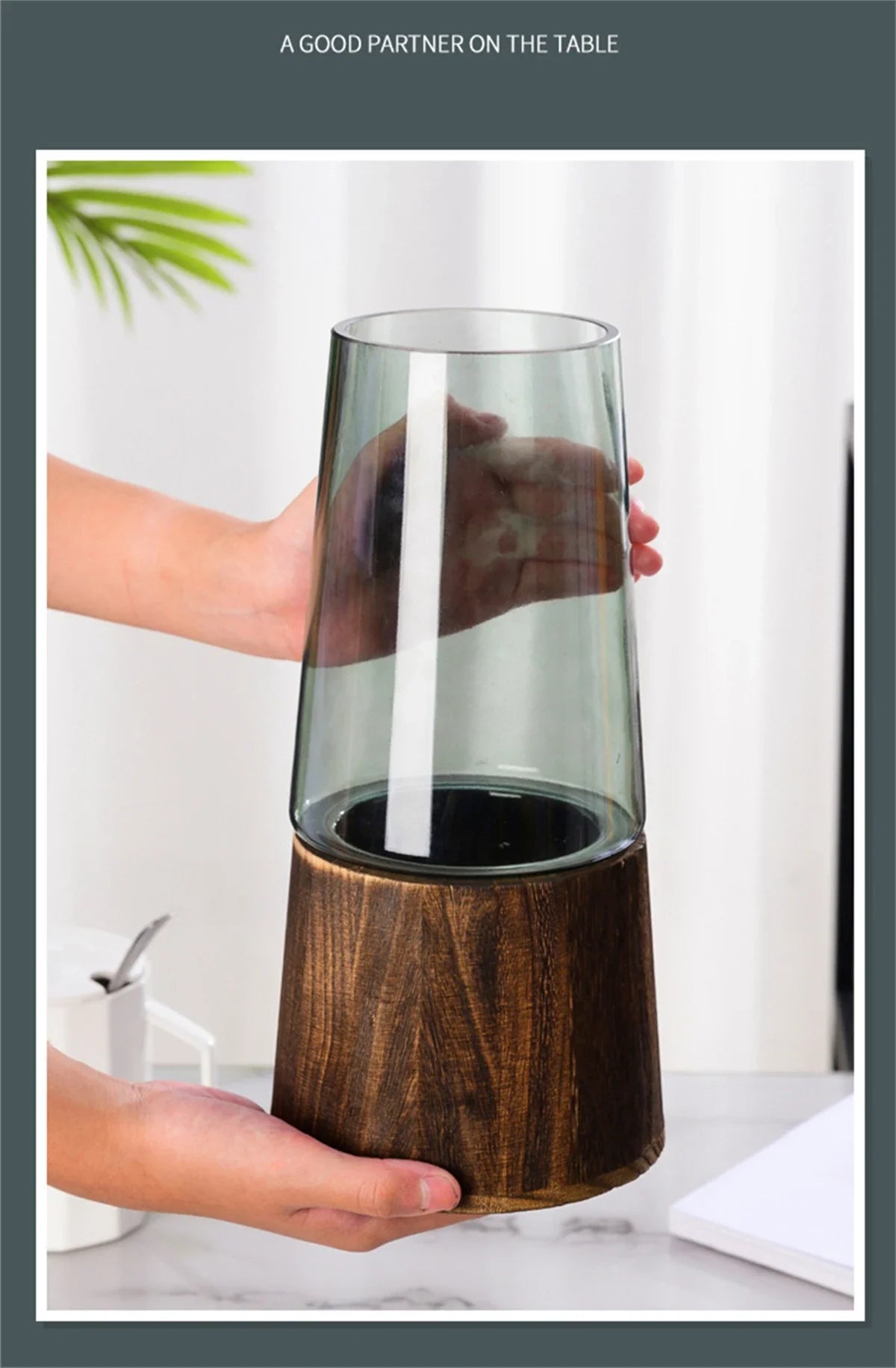 Luxury Wood & Glass Flower Vase