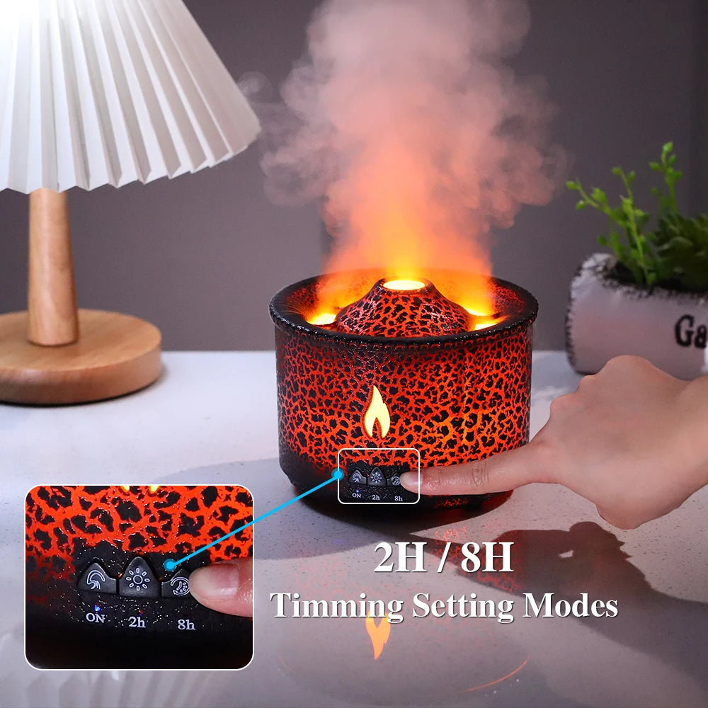 Volcano Flame Humidifier & Aroma Diffuser – Remote-Controlled Mist Maker for Home Fragrance