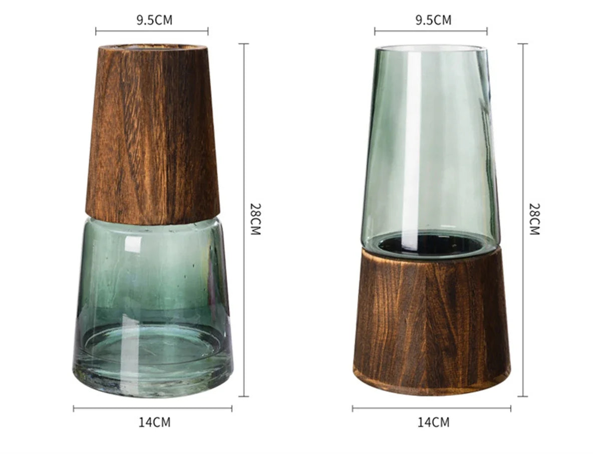 Luxury Wood & Glass Flower Vase