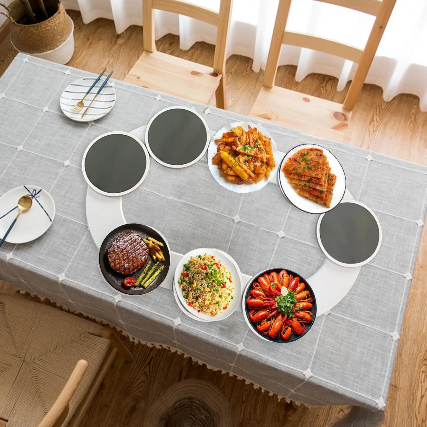 Non-Skid Rotating Dining Table Tray – Lazy Susan Turntable for Kitchen & Restaurant"