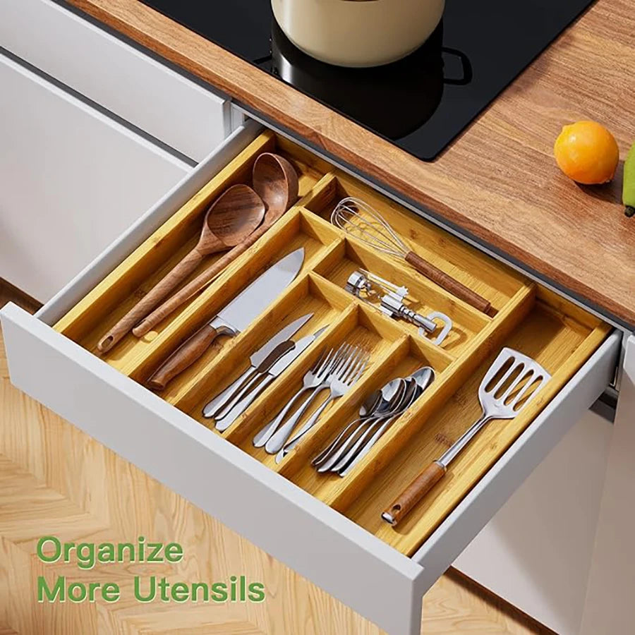 Expandable Bamboo Cutlery Rack