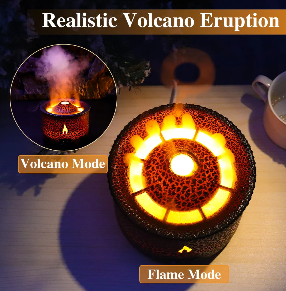 Volcano Flame Humidifier & Aroma Diffuser – Remote-Controlled Mist Maker for Home Fragrance