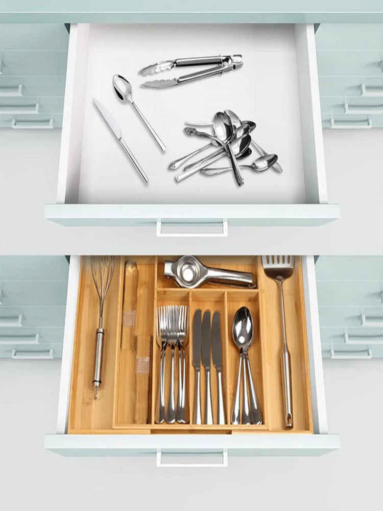 Expandable Bamboo Cutlery Rack