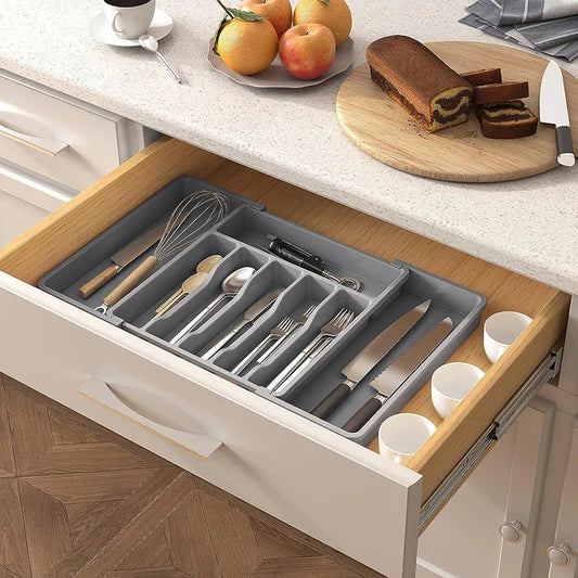 Expandable Silverware Drawer Organizer with Knife Holder