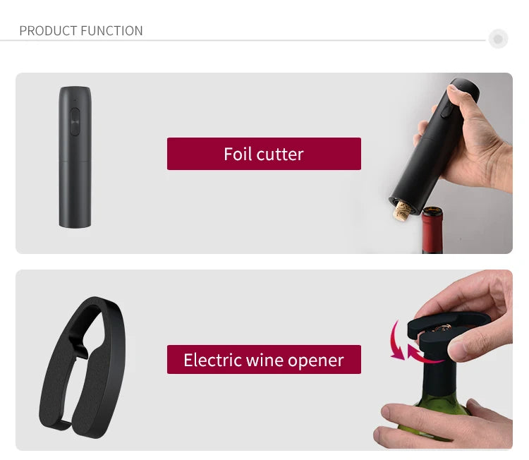 Electric Wine Bottle Opener – Automatic Rechargeable Corkscrew with Charging Base for Wine Lovers