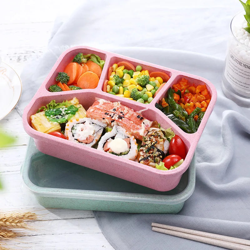 Bento Lunch Box with 4 Compartments | Durable, BPA-Free Meal Prep Container for Kids